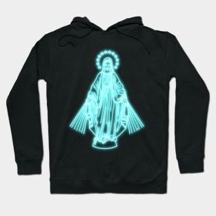 Light Blue Neon Virgin Mary Hoodie